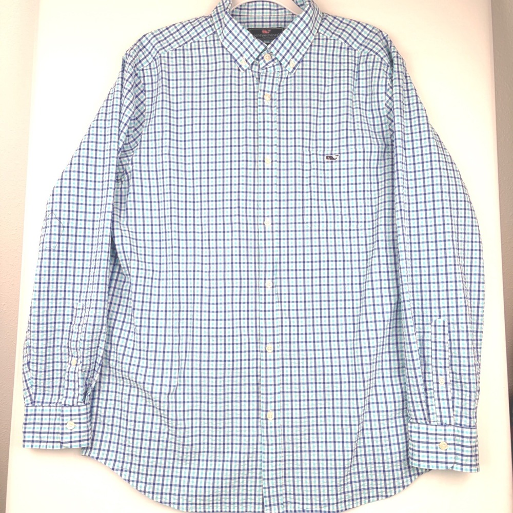 Vineyard Vines Tucker Shirt Large Blue Gingham